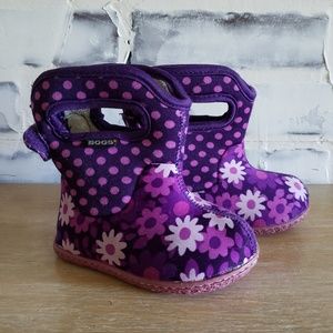 Purple Flower Dot Baby Bogs Insulated Boots